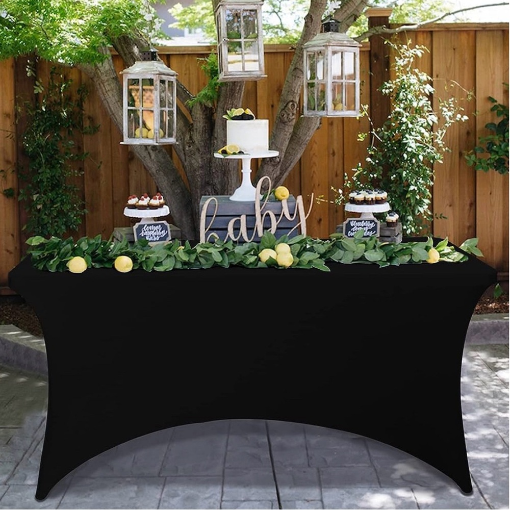Black Stretch Table Cover Set of two pieces
